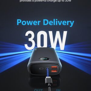 Power-Bank-Portable-Charger - 40000mAh Power Bank QC 4.0 and PD 30W Quick Charging Built-in LED Display 2 USB 1Type-C Output Compatible with Most Electronic Devices on The...