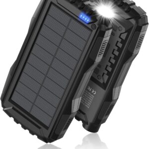 Power-Bank-Solar-Charger - 42800mAh Power Bank,Portable Charger,External Battery Pack 5V3.1A Qc 3.0 Fast Charging Built-in Super Bright Flashlight (Black)