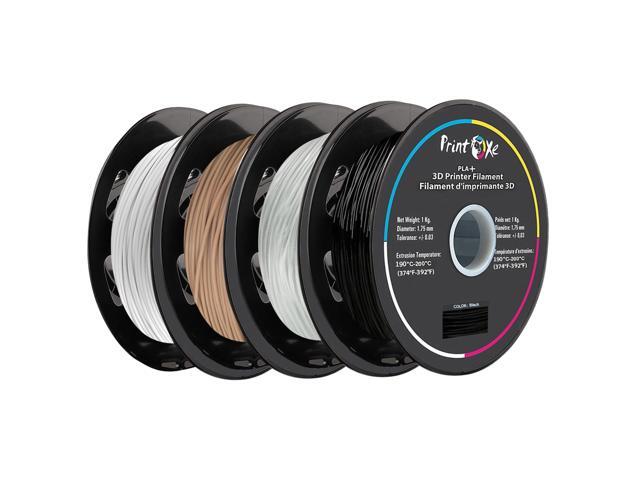 PrintOxe® 3D PLA+ / Pro PLA 4 Packs of White / Black / Translucent Clear / Wood Colours Filament for 3D Printers - 1.75 mm Diameter - 1 Kg Net on