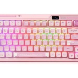 PRO RGB 75% Wireless Gasket Mechanical Keyboard, Triple Mode Bluetooth 5.0/2.4G/USB-C 82 Keys Hot Swappable Gaming Keyboard w/Knob & Power Display,