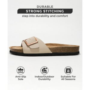 Project Cloud 100% Genuine Leather w/ Memory Foam Big Buckle Sandals for Women (Ibiza)