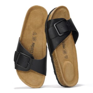 Project Cloud 100% Genuine Leather w/ Memory Foam Big Buckle Sandals for Women (Ibiza)