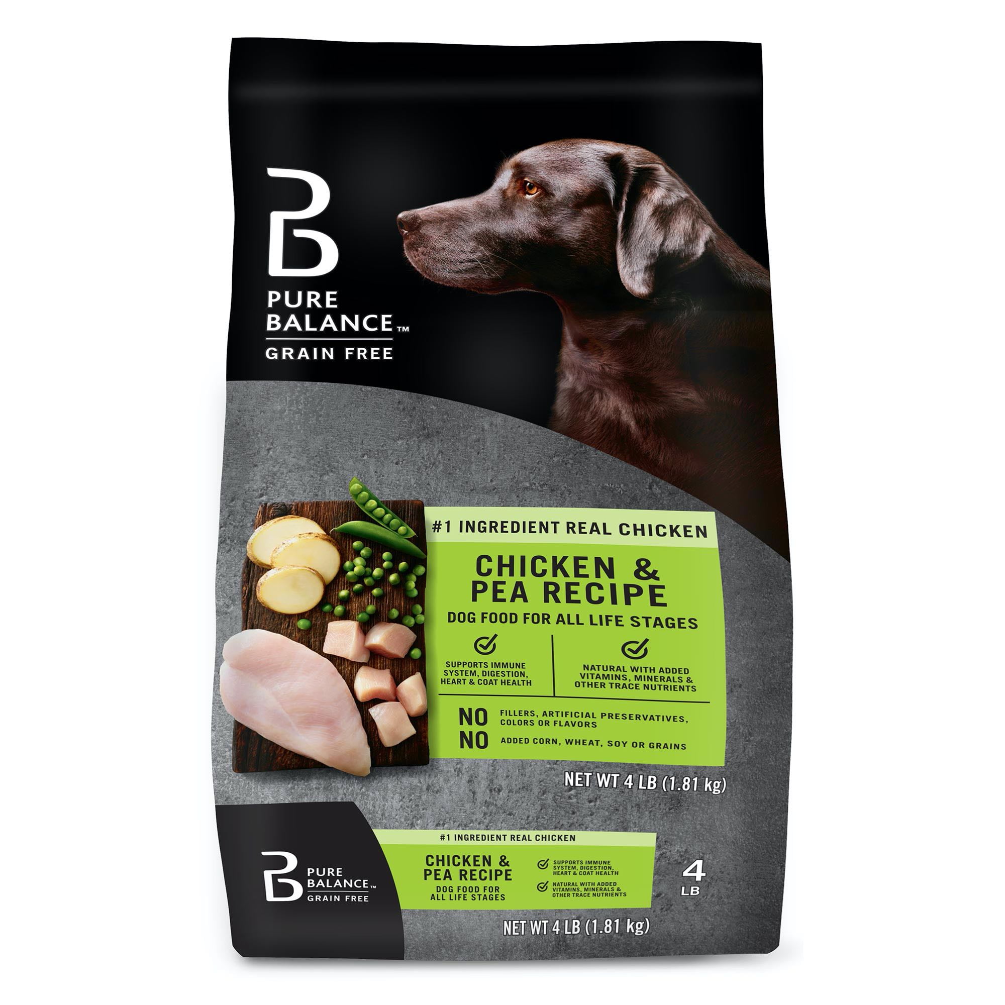 Pure Balance Grain-Free Dry Dog Food, Chicken & Pea Recipe, 4 lbs