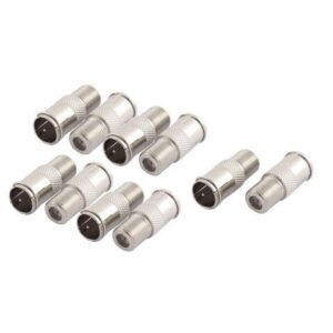 Quick Fit F Type Male to Female Push-On Connector Adapter Silver Tone 10 Pcs