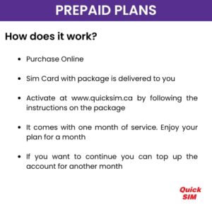 Quick SIM Sim Card Plus one Month of Service Unlimited Talk Text and Data 60GB Canada Wide - Provided by chatr Mobile