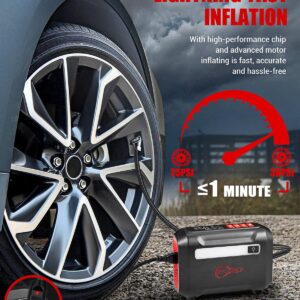 R8 Tire Inflator Portable Air Compressor, DC 12V Air Compressor Portable with Large Dual Digital Screen, 3X Faster Inflation Air Pump for Car, Bike, Ball, Motor