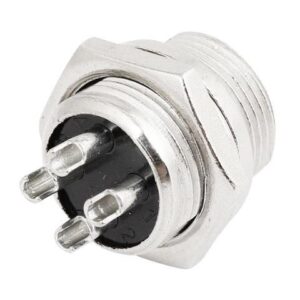 Radio 4 Pin Male 16mm Thread XLR Chassis Mount Microphone Connector Adapter