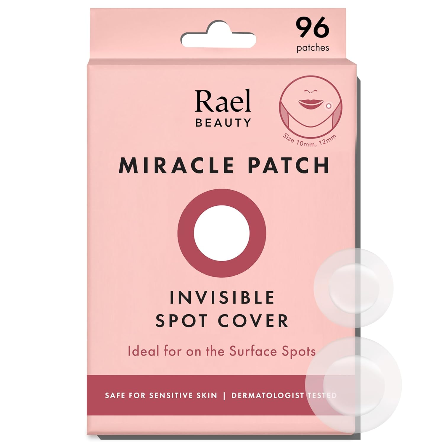 Rael Miracle Invisible Spot Cover - Absorbing Cover, Hyrocolloid Patch, Korean Skin Care, Facial Stickers, 2 Sizes (96 Count)