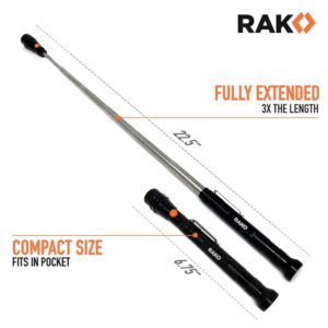 RAK Magnetic Pickup Tool Gifts for Men - Telescoping Magnet with LED Flashlight and 22 Inches Extendable Neck, Cool Magnetic Flashlight Gifts for Dad, Husband, Grandpa, Handyman
