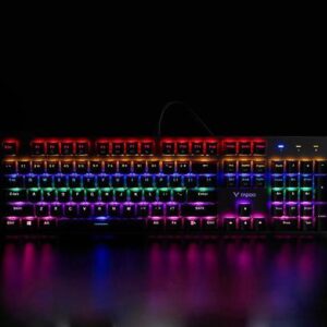 Rapoo V500 SE Wired Mechanical Gaming Keyboard Red Switches, Dust and Water Resistance Rainbow LED Gaming Keyboard for Windows PC Gamers (104Keys,