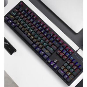 Rapoo V508 Wired Mechanical Gaming Keyboard Black Switches, Dust and Water Resistance RGB LED Gaming Keyboard for Windows PC Gamers (104Keys, Black)