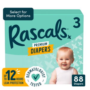 Rascals Premium Absorbent Baby Diapers Size 3, 88 Count (Select for More Options)