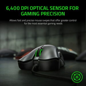 Razer DeathAdder Essential Wired Optical Gaming Mouse for PC, 5 Buttons, Black