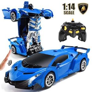 RC Cars Robot for Kids Remote Control Transformrobot Car Toys with Gesture Sensing OneButton Deformation Auto Demo 114 Scale 360 Rotation Light Music