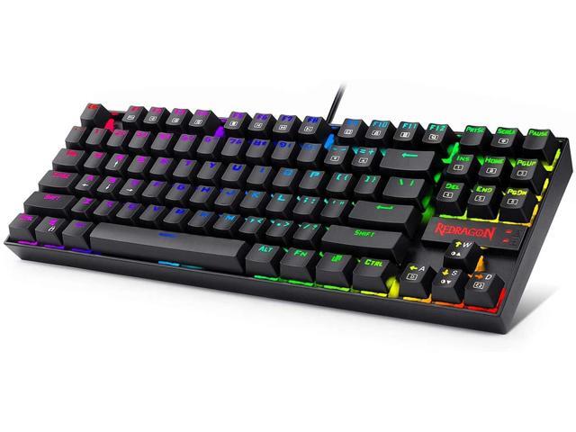 Redragon K552 Mechanical Gaming Keyboard 60% Compact 87 Key Kumara Wired Cherry MX Blue Switches Equivalent for Windows PC Gamers (RGB Backlit Black)