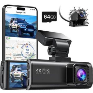 REDTIGER 4K Dash Cam Front and Rear,Built-in WiFi GPS 4K+1080P Dual Dash Camera for Cars,3.18 inch Display Dashcam,170° Wide Angle Dashboard Camera