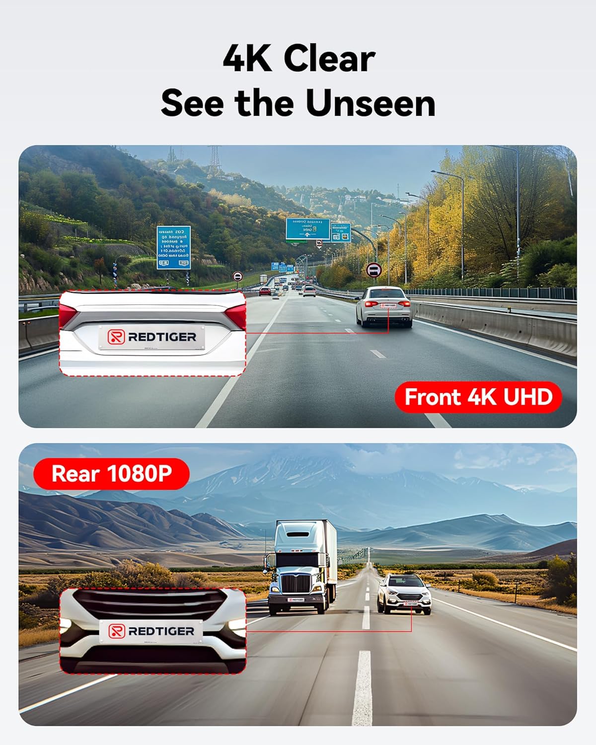 REDTIGER Dash Cam Front Rear, 4K/2.5K Full HD Dash Camera for Cars, 32GB Card Included, Built-in Wi-Fi GPS, 3.18” IPS Screen, Night Vision, 170°Wide Angle, WDR, 24H Parking...