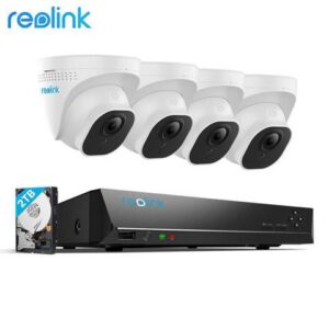 Reolink 8CH 5MP PoE Home Security Camera System, 4x Wired 5MP Outdoor POE Dome IP Cameras, 8MP/4K 8CH 2TB HDD NVR for 24x 7 Recording, RLK8-520D4-5MP