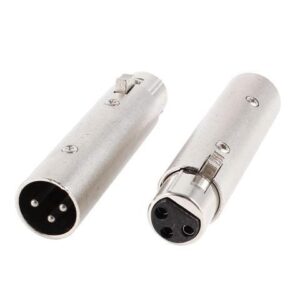 Replacement Silver Tone XLR 3 Pins Female to Male Adapter Coupler 2 Pcs