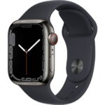 Restored Apple Watch Series 7 (GPS+Cellular, 41mm) - Stainless Steel Case - Graphite Sport Band (Refurbished)