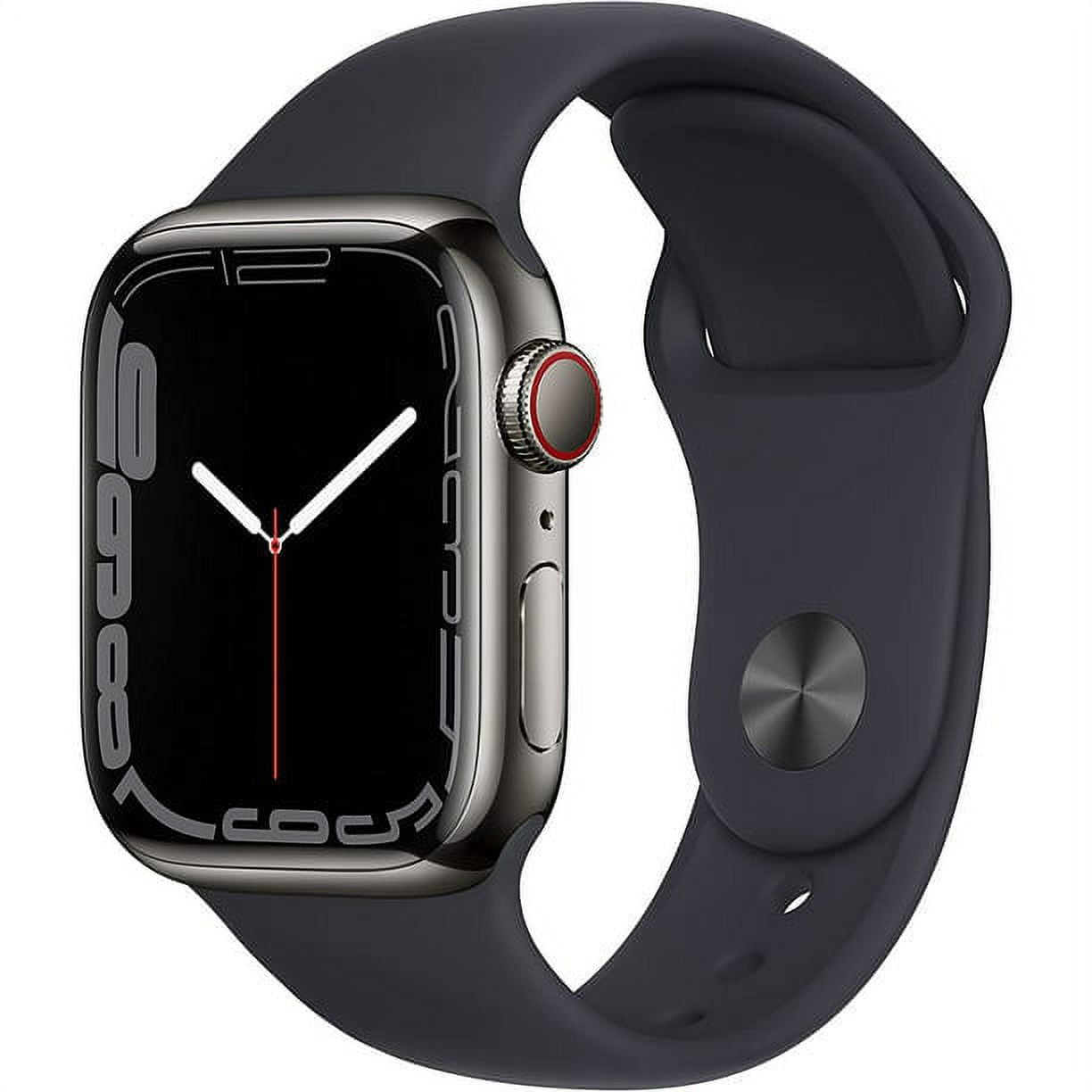 Restored Apple Watch Series 7 (GPS+Cellular, 41mm) - Stainless Steel Case - Graphite Sport Band (Refurbished)