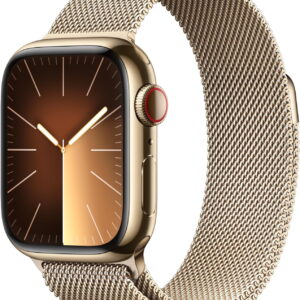 Restored Apple Watch Series 9 (GPS+Cellular, 41mm) - Gold Stainless Steel Case - Gold Milanese Loop Sport Band (Refurbished)