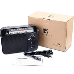 Retekess TR604 AM FM Radio,Portable Radio Plug in Wall,D Battery Operated,Large Dial,High/Low Tone Mode,Big Speaker,Earphone Jack,for Home,Picnic,Senior
