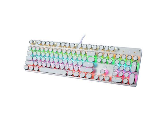 Retro Steampunk Gaming Mechanical Keyboard-Blue Switch-RGB LED Backlit Illuminated Keyboard,USB Wired,Typewriter-Style,Plating 104 Key Round