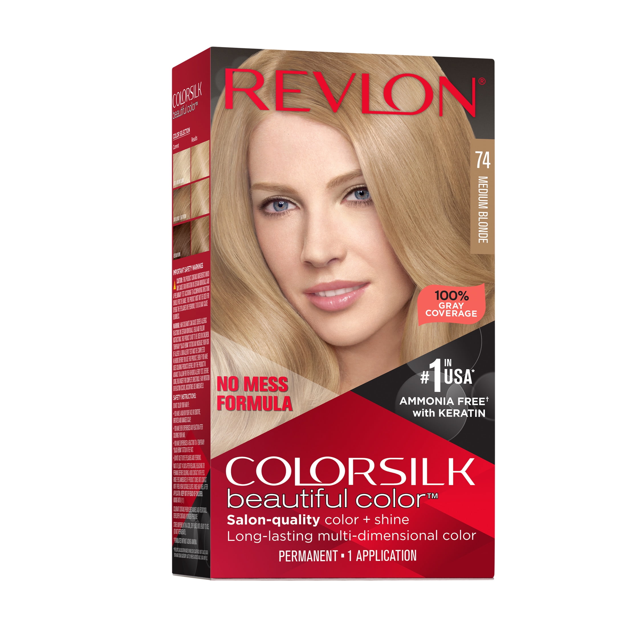 Revlon ColorSilk Beautiful Color Long Lasting Permanent Hair Color, Medium Blonde, 1 Pack