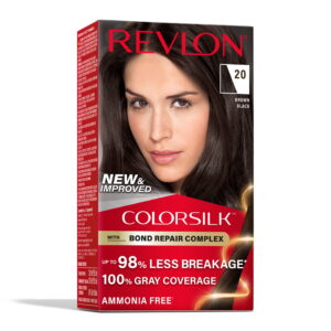 Revlon ColorSilk Permanent Hair Color, Bond Repair Complex, 20 Brown Black, 1 pack
