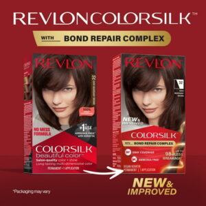 Revlon ColorSilk Permanent Hair Color, Bond Repair Complex, 32 Dark Mahogany Brown, 1 pack