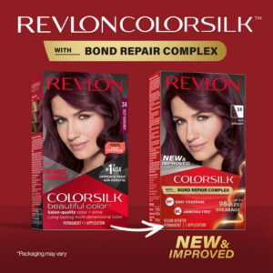 Revlon ColorSilk Permanent Hair Color, Bond Repair Complex, 34 Deep Burgundy, 1 pack
