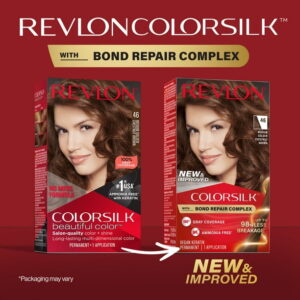 Revlon ColorSilk Permanent Hair Color, Bond Repair Complex, 46 Medium Golden Chestnut Brown, 1 pack