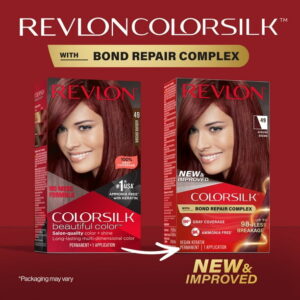 Revlon ColorSilk Permanent Hair Color, Bond Repair Complex, 49 Auburn Brown, 1 pack