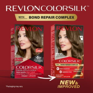 Revlon ColorSilk Permanent Hair Color, Bond Repair Complex, 50 Light Ash Brown, 1 pack