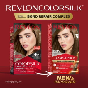 Revlon ColorSilk Permanent Hair Color, Bond Repair Complex, 51 Light Brown, 1 pack