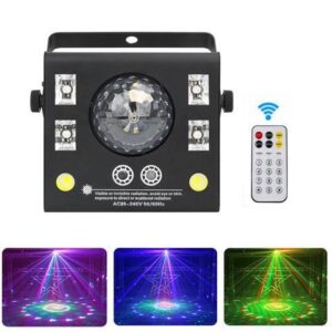RGB 4 IN 1 LED Strobe Magic Ball UV Laser Projector DMX Stage Lighting Effect DJ Disco Party Holiday Wedding Light