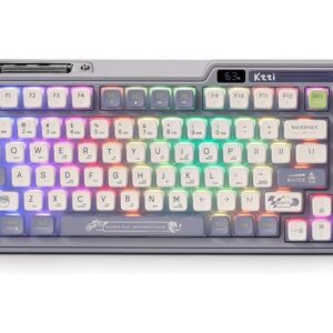 RGB 75% Wireless Gasket Mechanical Keyboard, Triple Mode Bluetooth 5.0/2.4G/USB-C 82 Keys Hot Swappable Gaming Keyboard w/Knob & Power Display, Custom