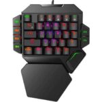RGB One Handed Mechanical Gaming Keyboard,Colorful Backlit Professional Gaming Keyboard with Wrist Rest Support,USB Wired Single Hand Mechanical