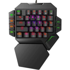 RGB One Handed Mechanical Gaming Keyboard,Colorful Backlit Professional Gaming Keyboard with Wrist Rest Support,USB Wired Single Hand Mechanical