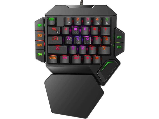 RGB One Handed Mechanical Gaming Keyboard,Colorful Backlit Professional Gaming Keyboard with Wrist Rest Support,USB Wired Single Hand Mechanical