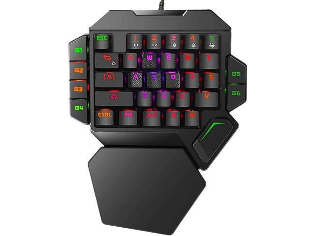 RGB One Handed Mechanical Gaming Keyboard Colorful Backlit Professional Gaming Keyboard with Wrist Rest Support USB Wired Single Hand Mechanical