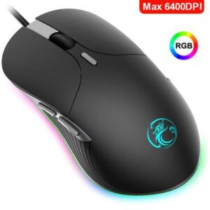 RGB Wired Gaming Mouse, Wired Mouse Gaming with Chroma RGB Lighting, 6 Programmable Buttons, 6400 DPI, Computer Mouse for Laptop, USB Mouse with 1.8m