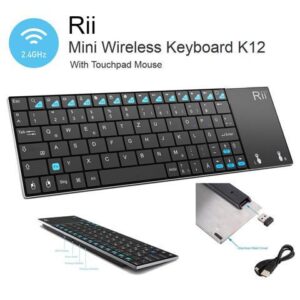 Rii K12 UltraSlim Wireless Keyboard Mouse Touchpad Metal Tablet/Phone (BLACK)