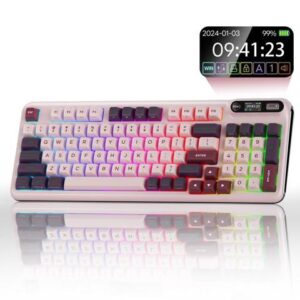 RK ROYAL KLUDGE KZZI Z98 Creamy Keyboard, 94 Keys Wireless Mechanical Keyboard with Smart Display & Knob, Bluetooth 5.0/2.4GHz/USB-C Wireless Keyboard