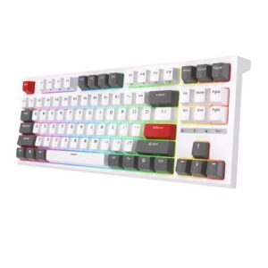 RK ROYAL KLUDGE R87 Wired Mechanical Keyboard 87 Key RGB Backlit Hot-swappable Gamer Keyboard Customised Keycaps with Dust Cover Brown Switch White