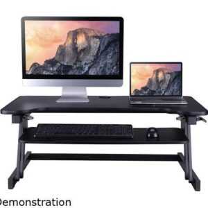 Rocelco DADRDM2 DADR Deluxe 37" Sit To Stand Adjustable Height Desk Riser w/ Dual Monitor Mount (Black)