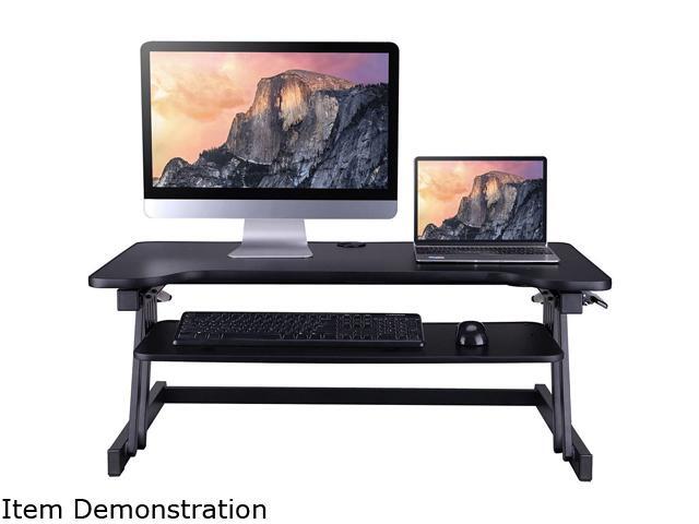Rocelco DADRDM2 DADR Deluxe 37" Sit To Stand Adjustable Height Desk Riser w/ Dual Monitor Mount (Black)
