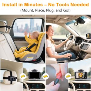 Rohent Baby Car Camera HD 1080P - Rear-Facing Infant Monitor with Night Vision Car Camera for Baby 150° Wide-Angle Lens Anti-Glare Screen Easy Install 360° Adjustable Display