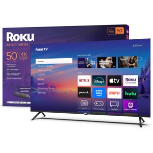 Roku Smart TV 2025 – 50-Inch Select Series, 4K HDR TV – RokuTV with Enhanced Voice Remote – Flat Screen LED Television with Wi-Fi for Streaming Live Local News, Sports, Family...